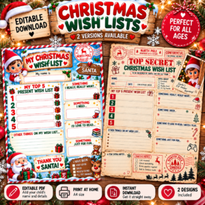 0634802A-B4EC-42A2-9539-A491BC1104E1 Editable Christmas Wish List Download, 2 Versions Included