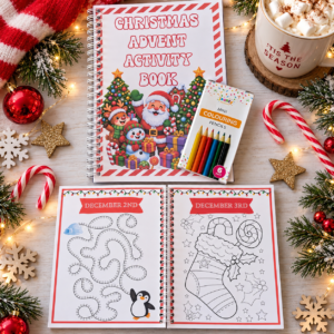 Christmas Countdown Advent Activity Book with Pencils