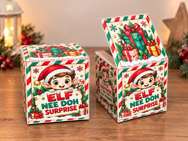 Editable Elf Surprise Nee Doh Gift Box & 2 Letter Download
