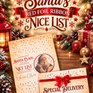 Santa’s Red Foil Ribbon Nice List