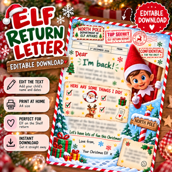 Elf "I'm Back" Return Letter Download