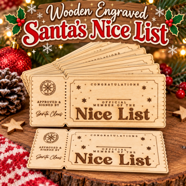 Personalised Wooden Engraved Santas Nice List