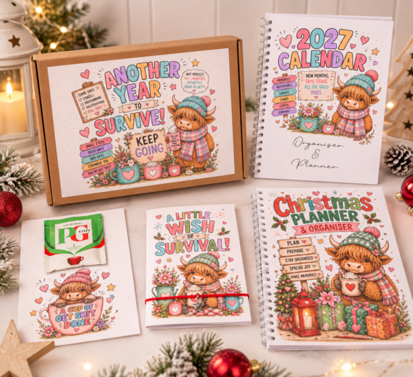 Highland Cow Christmas Planner & Calendar Diary Box Set