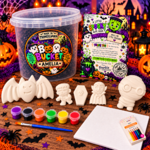 Personalised Halloween Boo Buckets with 5 Plaster Figures