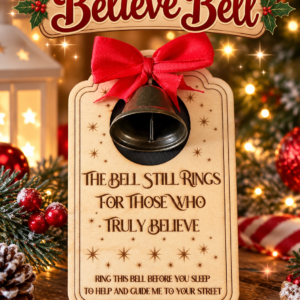 Wooden Engraved Christmas Believe Bell