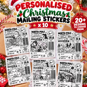 Personalised Christmas Mailing Stickers x 10