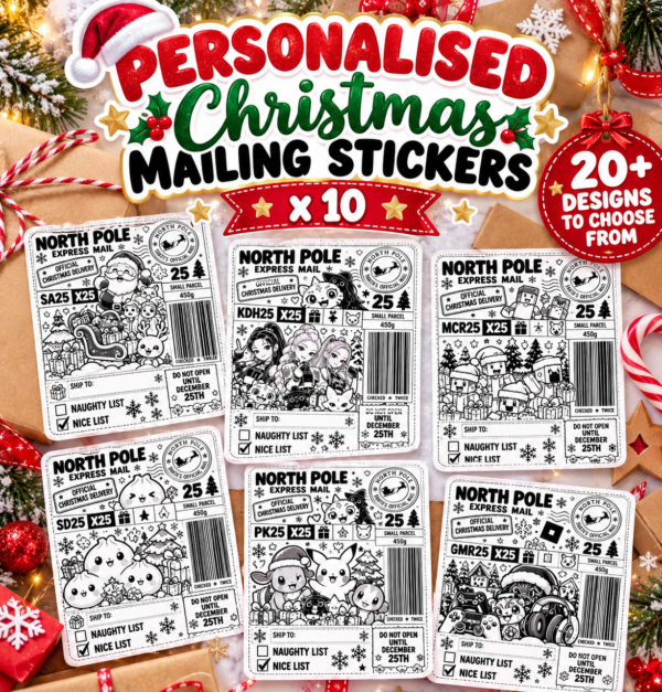 Personalised Christmas Mailing Stickers x 10