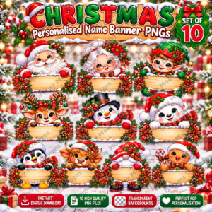 10 Christmas Name Banner PNG Files