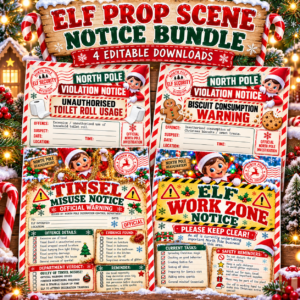 elf warning notice website picture Printable Elf Work Zone Notice Bundle x 4 Download